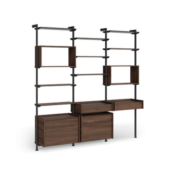 Metal + wood Asymmetry Bookcase