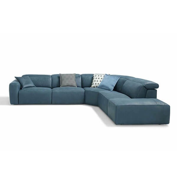 Beverly Leather Corner Sofa with Relax Mechanism