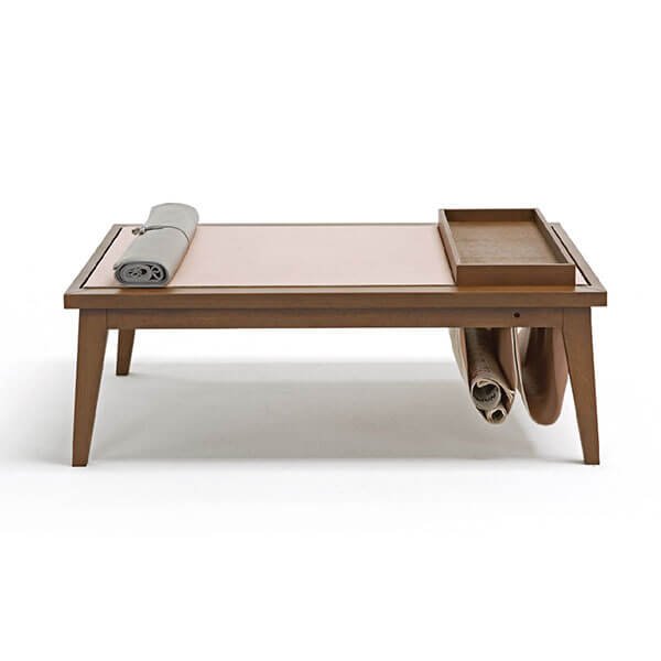 Bergen Wood and Leather coffee table Egoitaliano